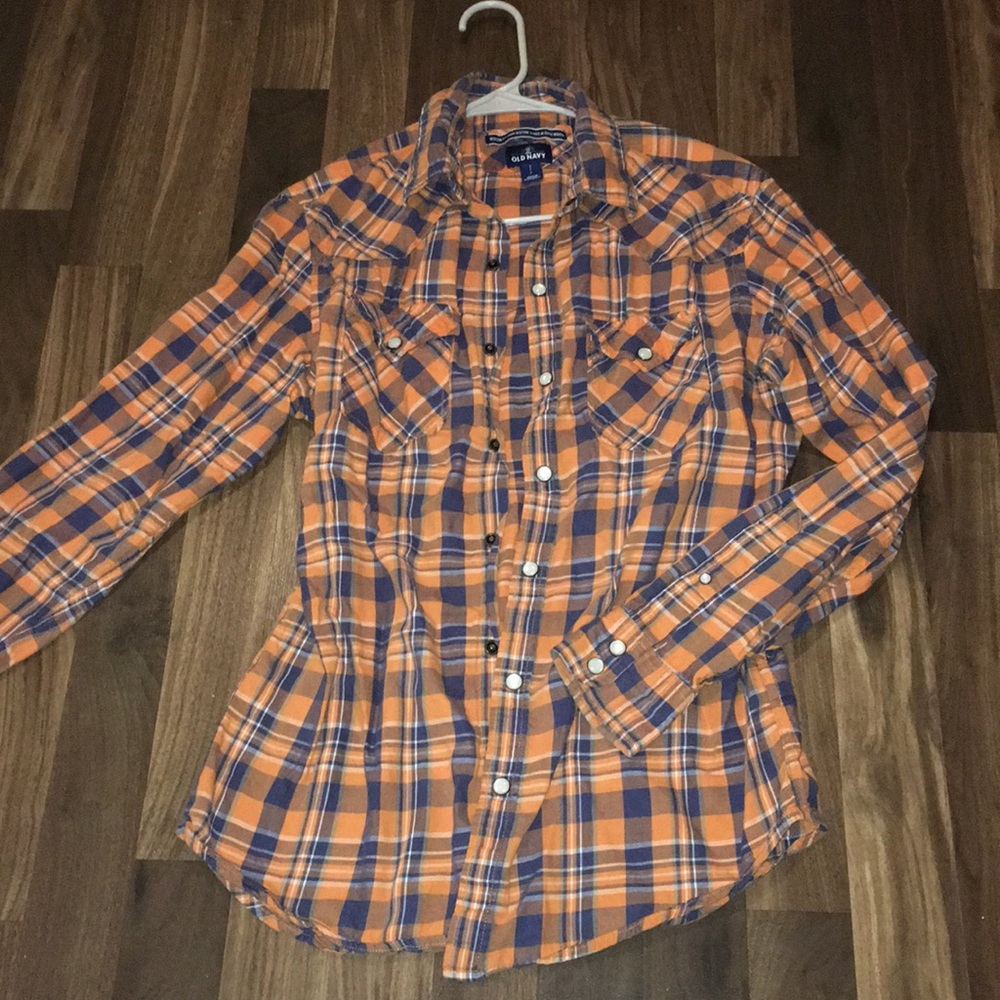 Orange-Blue Old Navy Button-down Long Sleeve Top✨